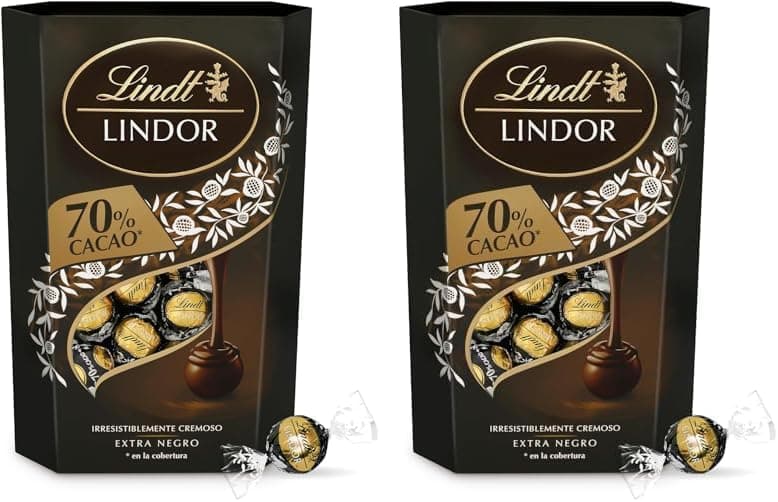 Lindt Bombos LINDOR CORNET chocolate preto a 70% de cacau, deliciosa gostosa com interior de chocolate cremoso, chocolate Lindt, 337 g, cerca de 26 bombons (embalagem de 2)
