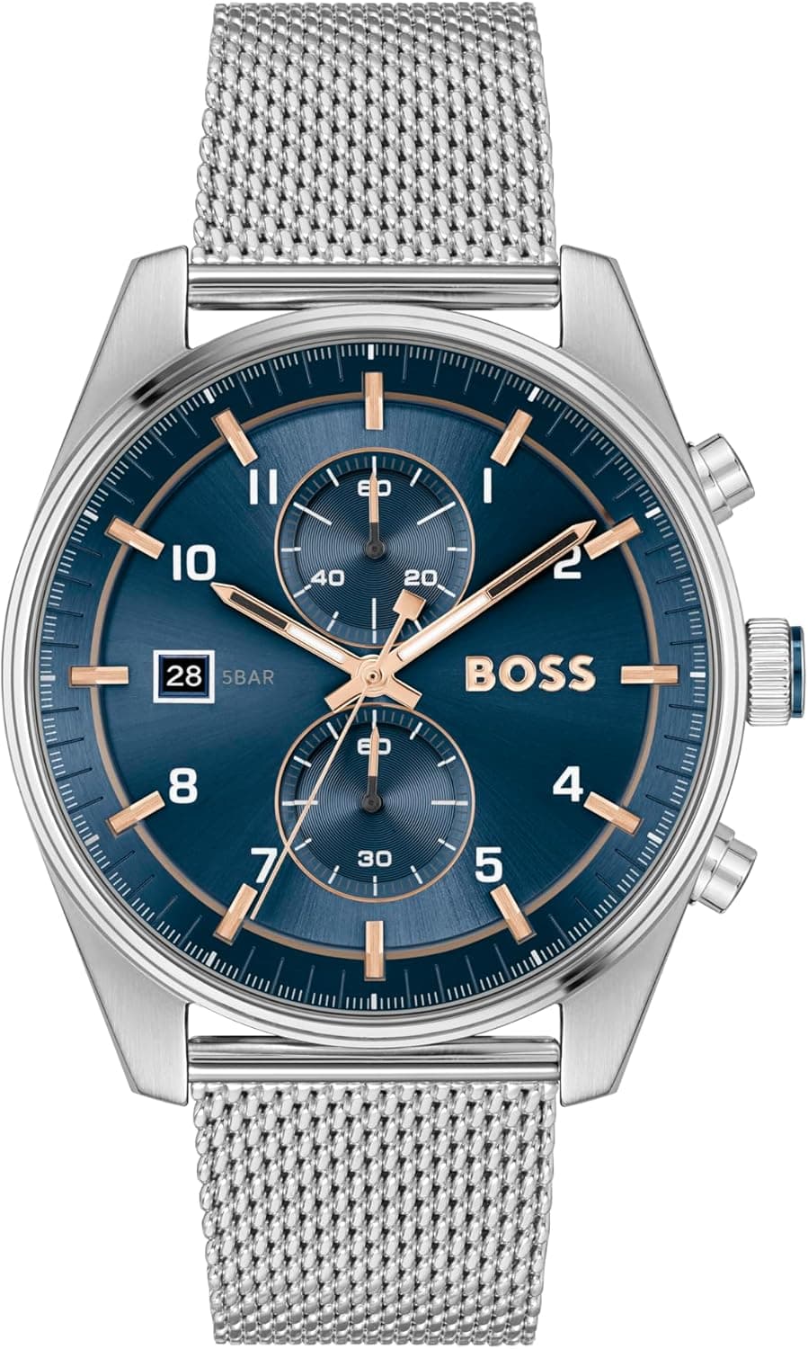 BOSS Relógio cronógrafo de quartzo para homem coleção SKYTRAVELLER com correia em couro ou aço inoxidável