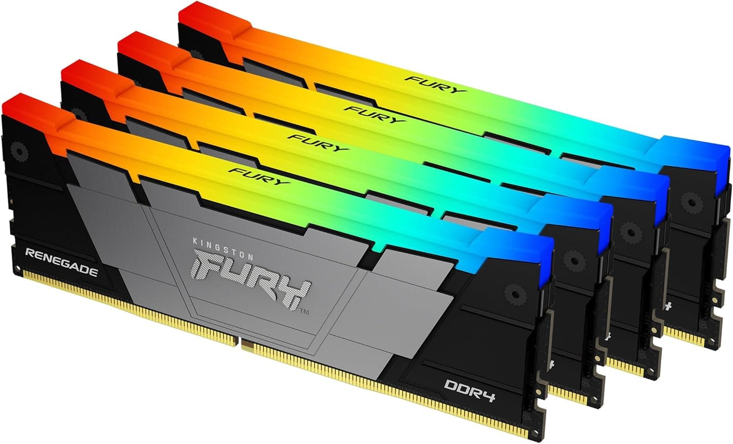 Kingston FURY Renegade RGB 128 GB 3200MT/s DDR4 CL16 DIMM (kit de 4) memória gamer para computadores de mesa - KF432C16RB2AK4/128