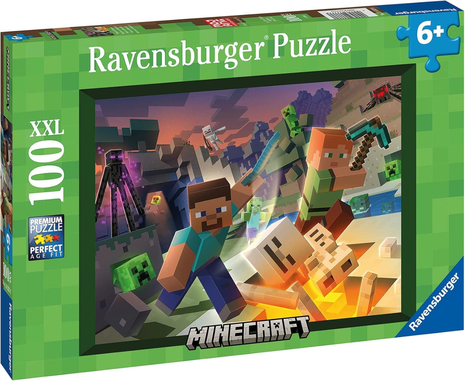 Ravensburger - Puzzle Minecraft, quebra-cabeças para crianças dos 6 anos, jogo educativo e estimulante, quebra-cabeças de 100 peças XXL