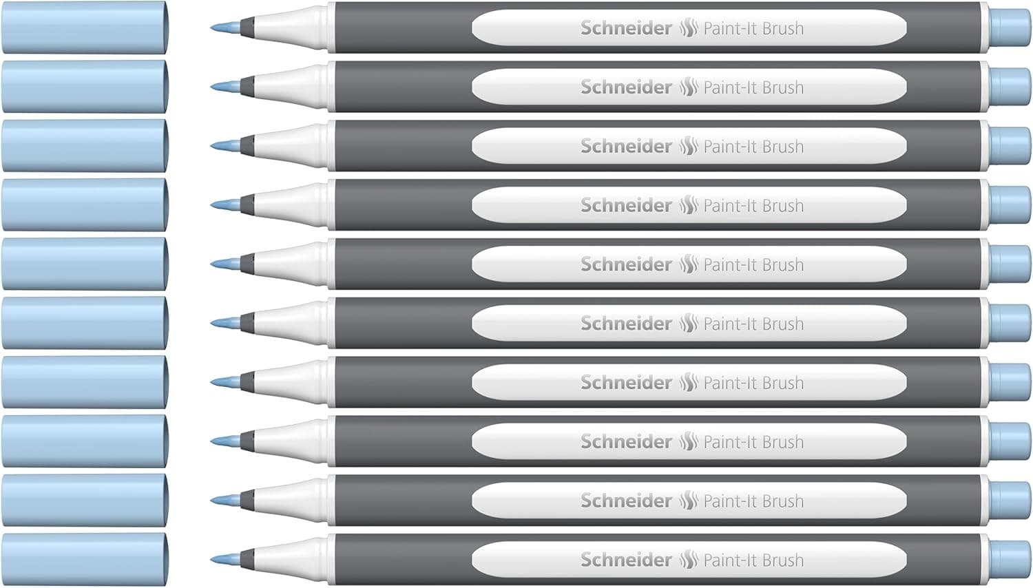 Schneider Brushpen Paint-It 070 Conjunto de 10 marcadores de ponta flexível e cores brilhantes para caligrafia, escrita à mão e muito mais, cor azul pastel