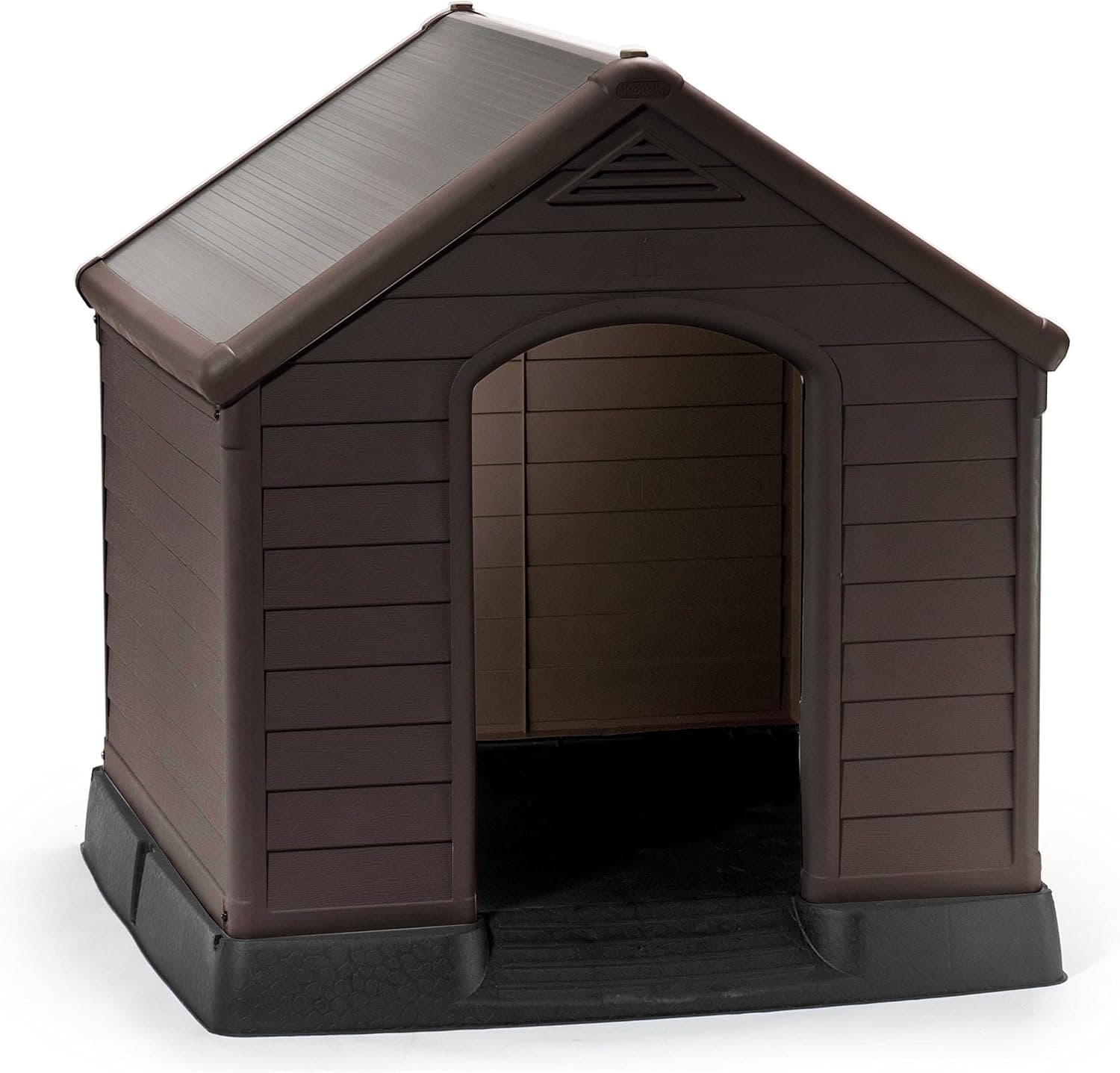 Curver Casa de cão exterior de resina, para cães grandes e médios, piso elevado, sistema de ventilação, 95 x 99 cm, cor castanho