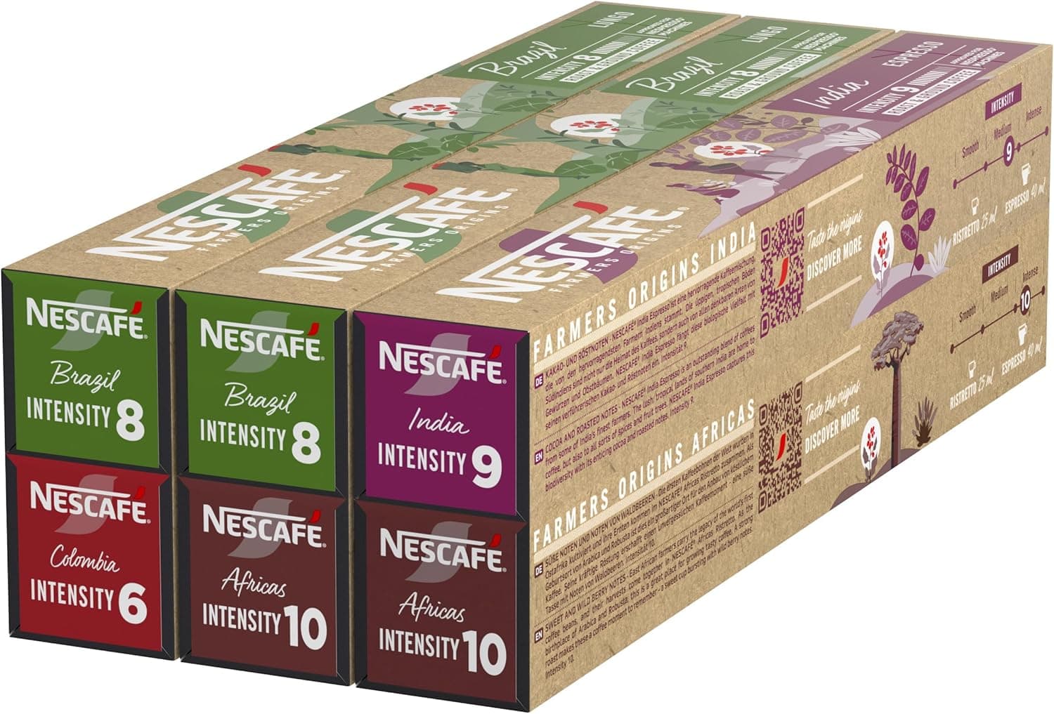 Nescafé Farmers Origins Variety Pack | Caixa mista de 60 cápsulas de café Arabica e Robusta