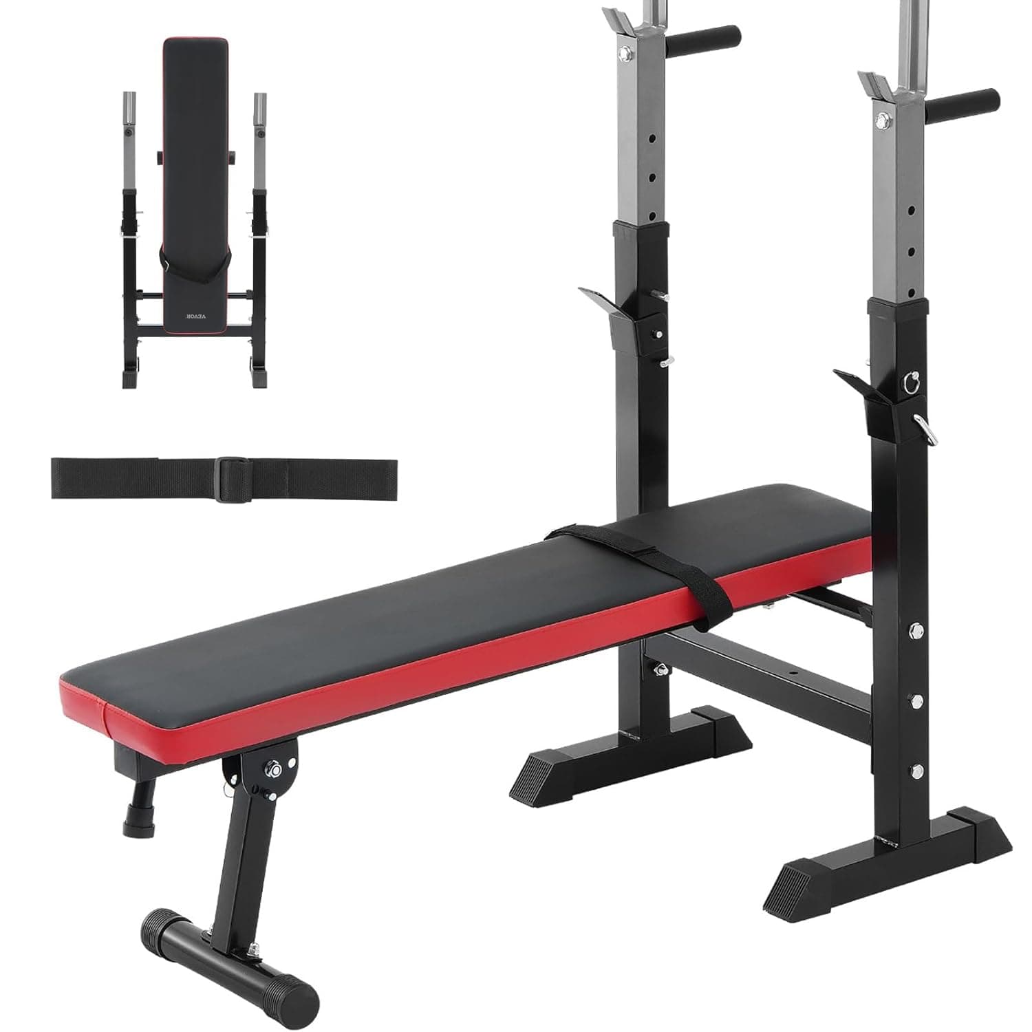 VEVOR Banco de pesos ajustável para treino, banco de exercícios de 181 kg para treino de força no ginásio em casa, banco de pesos dobrável e ajuste rápido, 1180 x 550 x 1100 mm