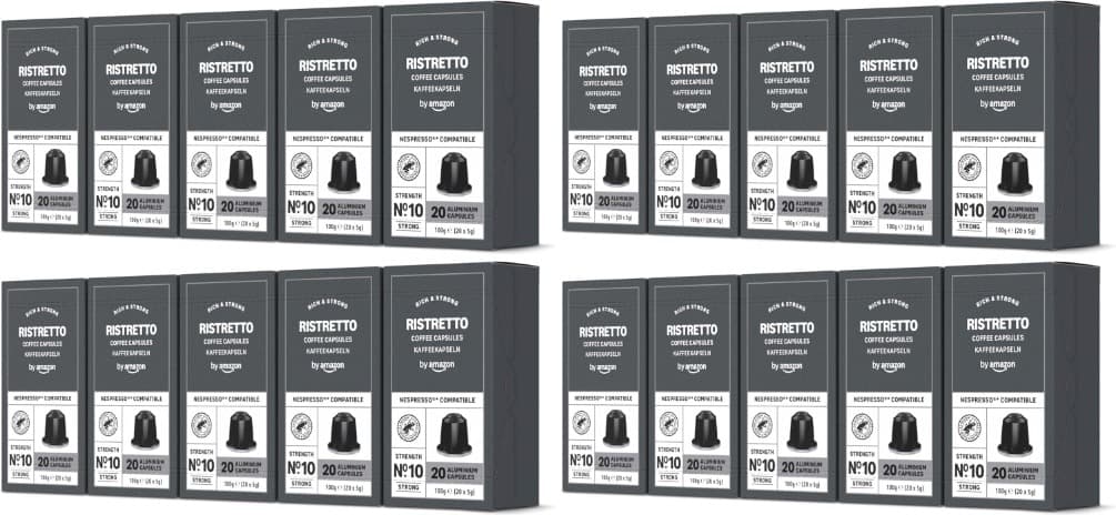 by Amazon - Cápsulas de café listretto, torrado médio, compatíveis com Nespresso, 400 cápsulas