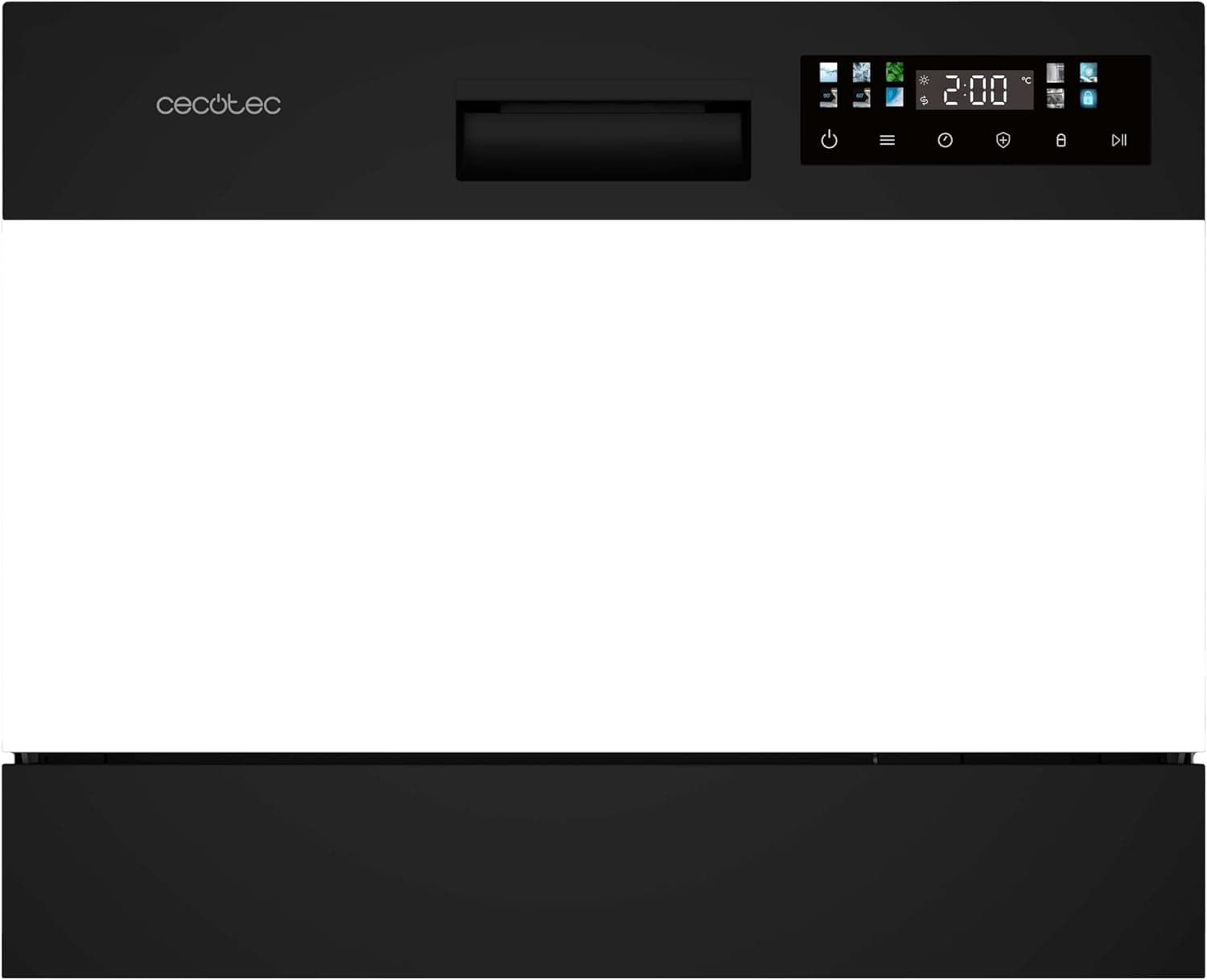 Cecotec Lava-louças compacto livre instalação 6 talheres Bolero Aguazero 2300. 6 talheres, 8 programas, classe D, painel de toque colorido, cuidado da máquina, delay start, função pré-lavagem, Dry+