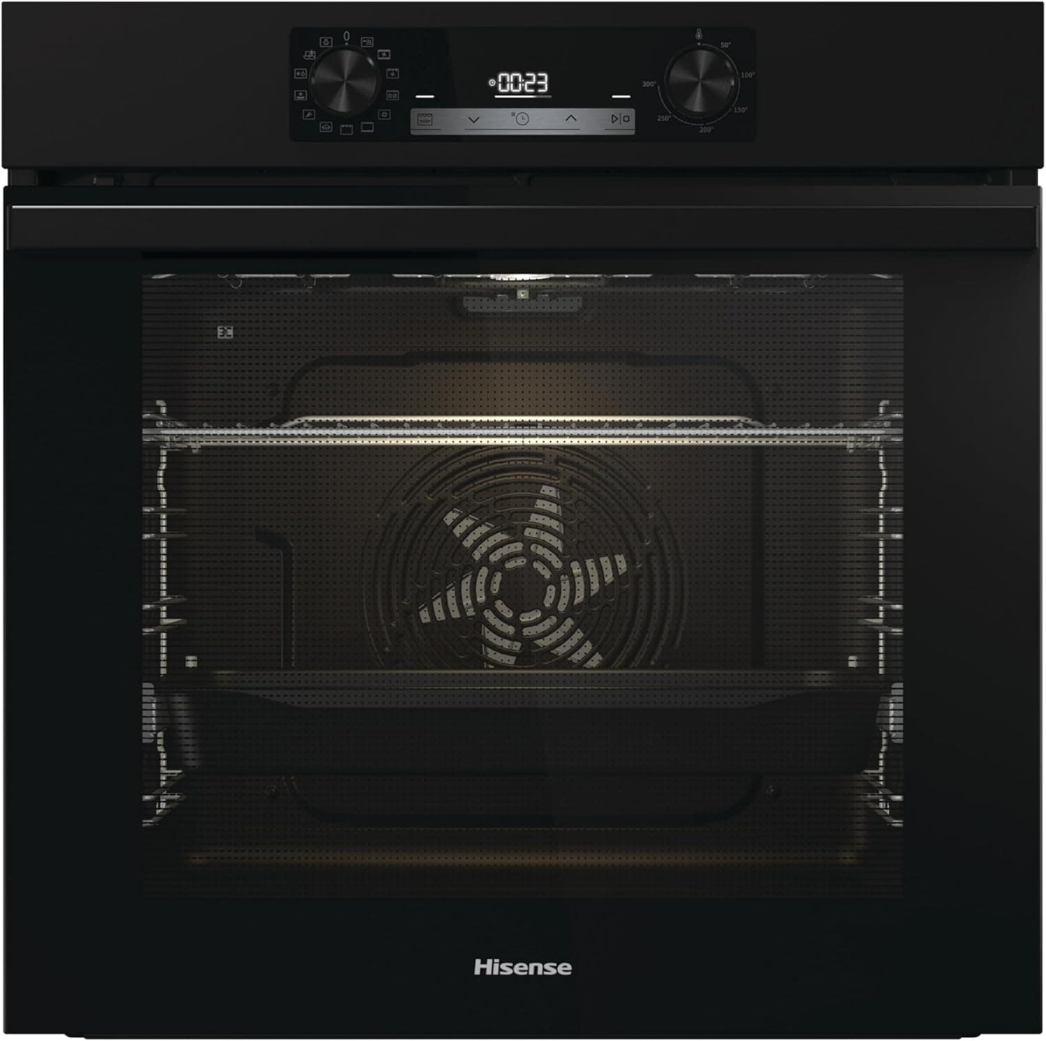 Hisense BI64213EPB- Forno multifunções, Even Bake 77L, fritadeira de ar, cozimento congelado, aquecimento rápido, cozimento simultâneo x 5, modo Grill/pizza, fecho suave, preto