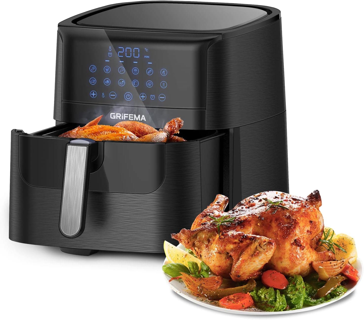 GRIFEMA GC2001 | Fritadeira sem óleo 6,5 L com ecrã tátil LED e 12 programas automáticos