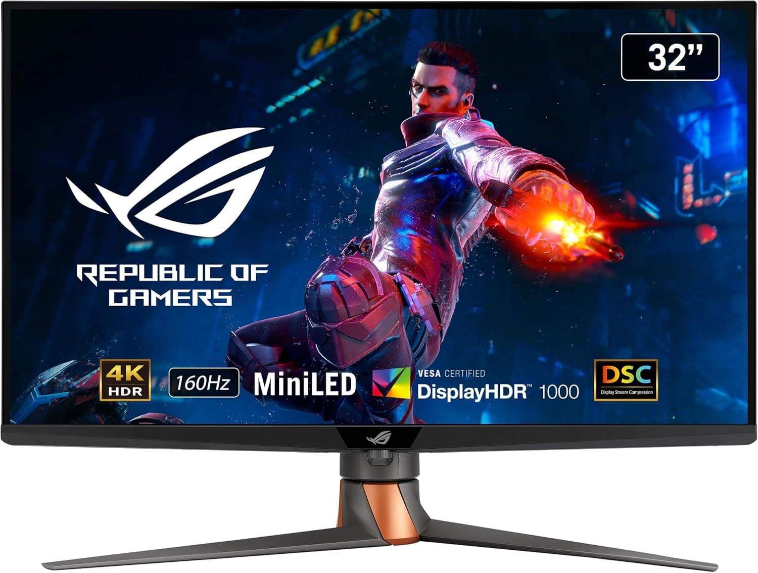 ASUS Monitor ROG Swift PG32UQXR 4K de 32" (160Hz, tecnologia Fast IPS, DisplayHDR 1000, cobertura de cor 96% DCI-P3, mini LED, tecnologia Quantum Dot, FreeSync Premium Pro, HDMI 2.1, DP 2.1)
