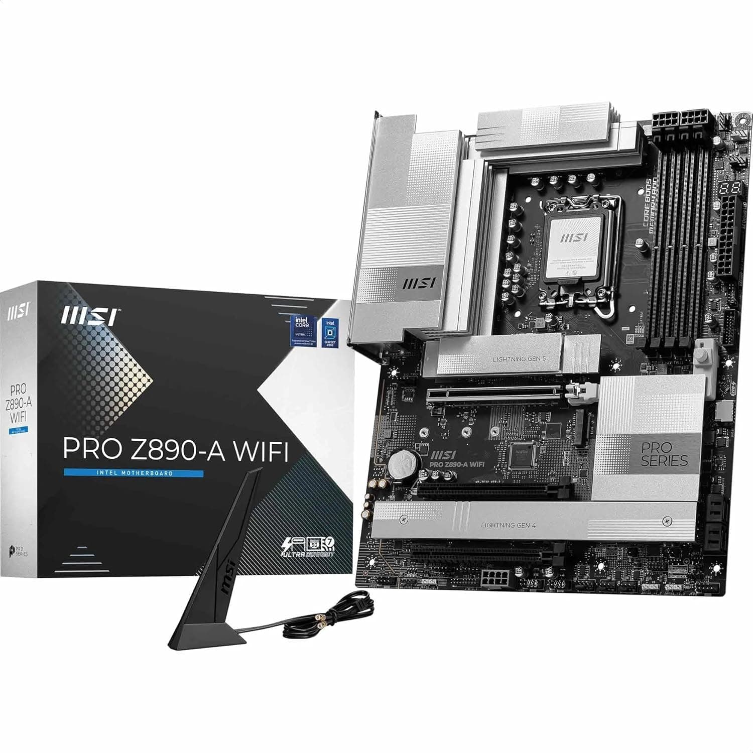 MSI Pro Z890-A WiFi - Placa base compatível com processadores Intel Core Ultra (série 2), DDR5, PCIe 5,0 x 16 ranhuras, 2 x PCIe 4,0 x 16 slots, 5G LAN