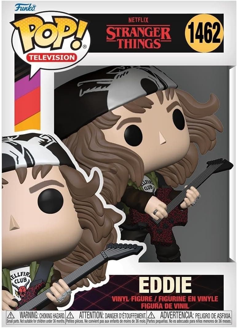 Funko Pop! TV: Stranger Things - Hunter Eddie with guitarra​​- Figura de vinil colecionável - ideia de presente- Mercadoria oficial - brinquedos para crianças e adultos - TV Fans