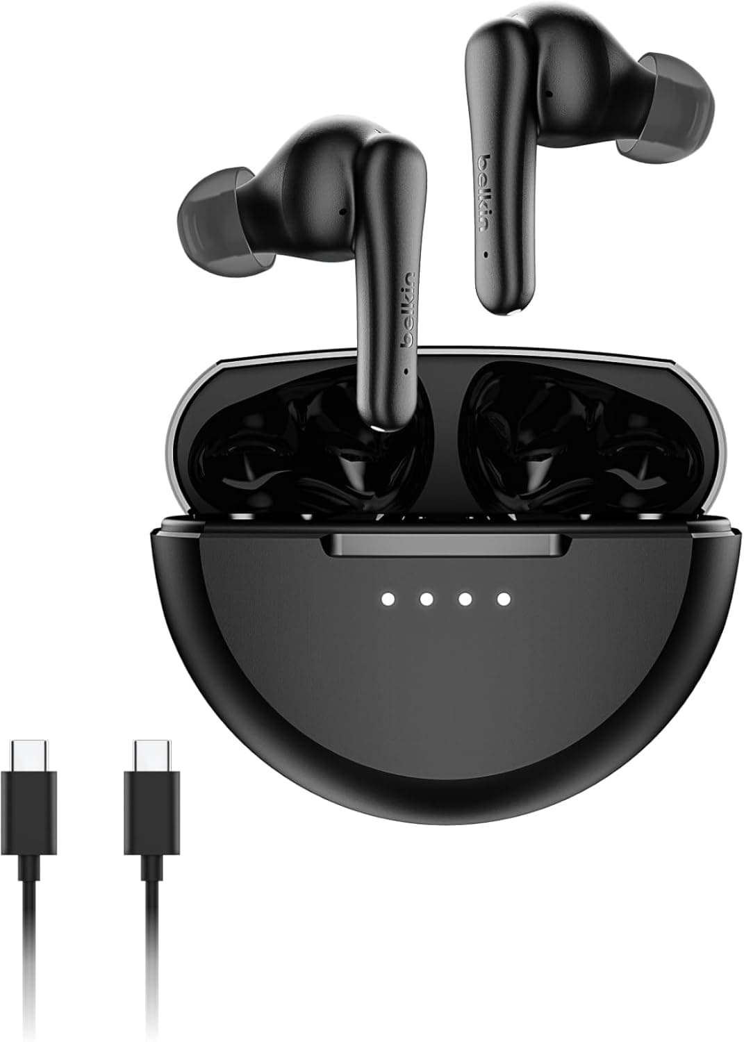Belkin SoundForm Rhythm | Auriculares Bluetooth com microfone, carga rápida USB-C e resistência à água, até 28 horas de autonomia