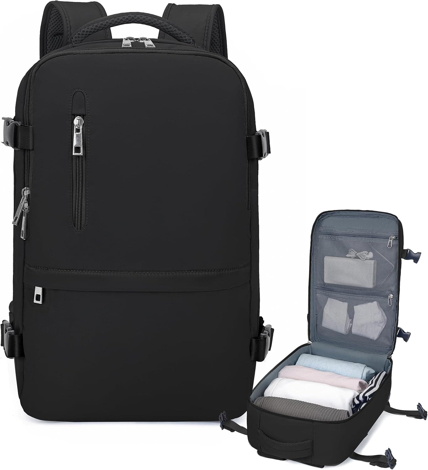 Xkdoai Mochila viagem cabine avion 40 x 20 x 25, mochila Ryanair 40 x 20 x 25, mochila de cabine de baixo assento bolsa de viagem impermeável bagagem de mão com fivela de peito e bolsa anti-roubo