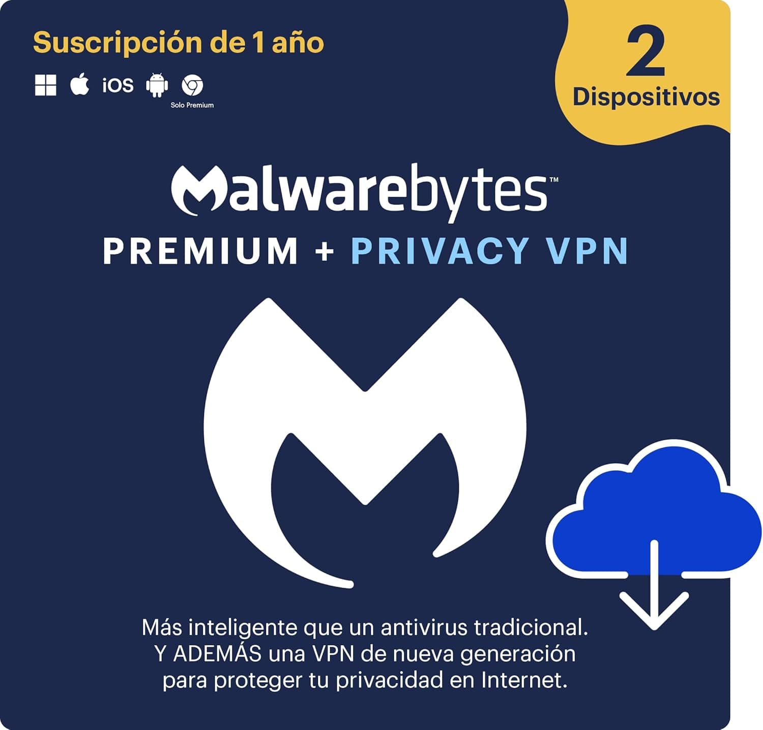 Malwarebytes | Windows/Mac/iOS/Android/Chrome | Premium VPN + Privacidade | 2 Dispositivo | 12 meses | Código de ativação enviado por e-mail