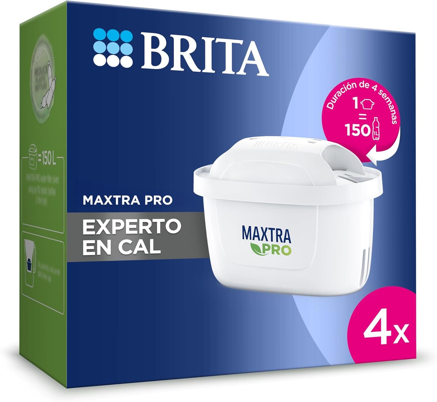 BRITA Cartucho de filtro de água MAXTRA PRO especialista em Cal pack 4 | Substituição original para frascos BRITA com filtração extra de cal e proteção para eletrodomésticos: para bebidas quentes