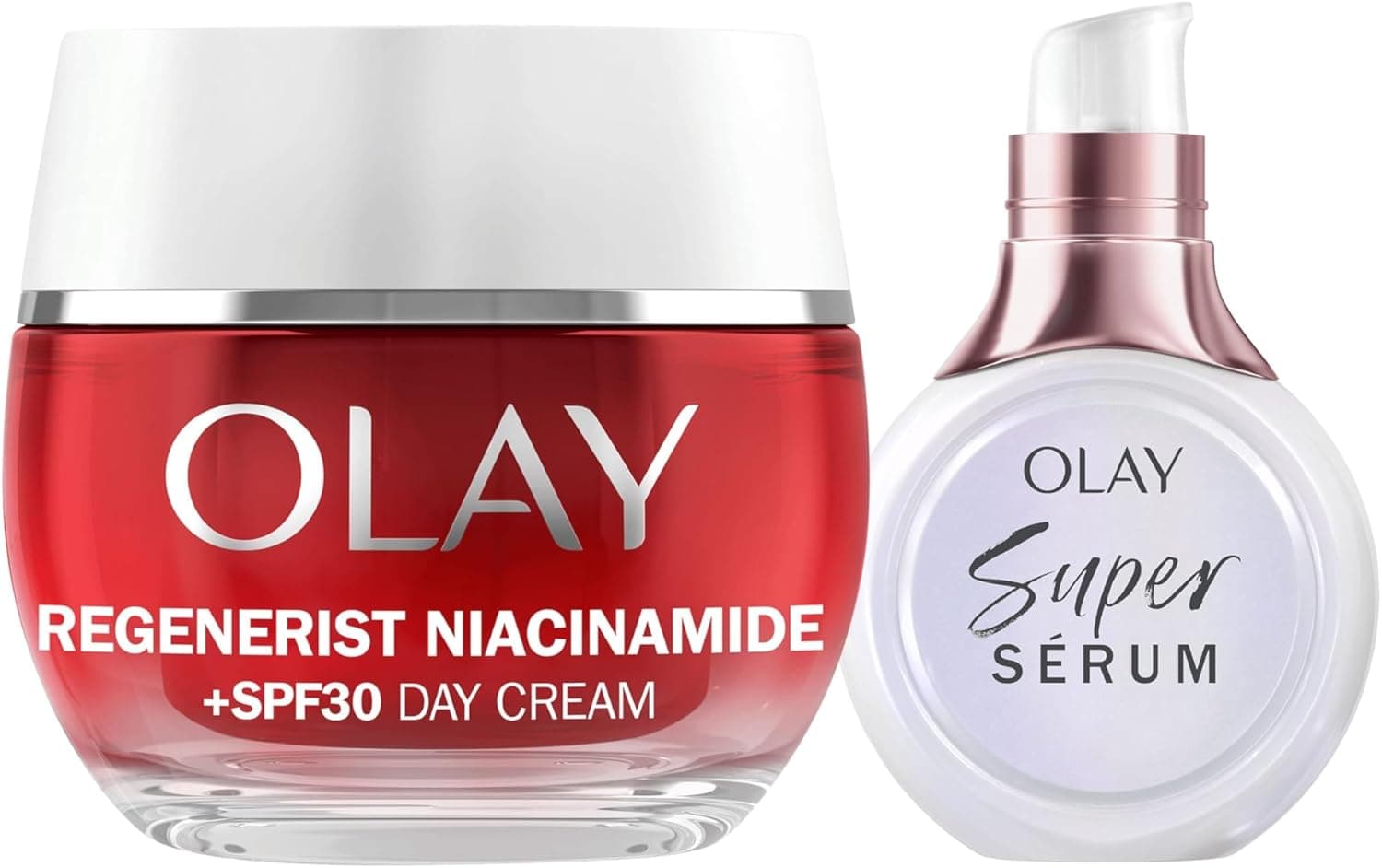 Olay Niacinamida SPF30 Creme hidratante de 50 ml e Super Sérum 5 benefícios em 1, 14 ml. Pacote de 2 unidades. Pele mais firme e hidratada
