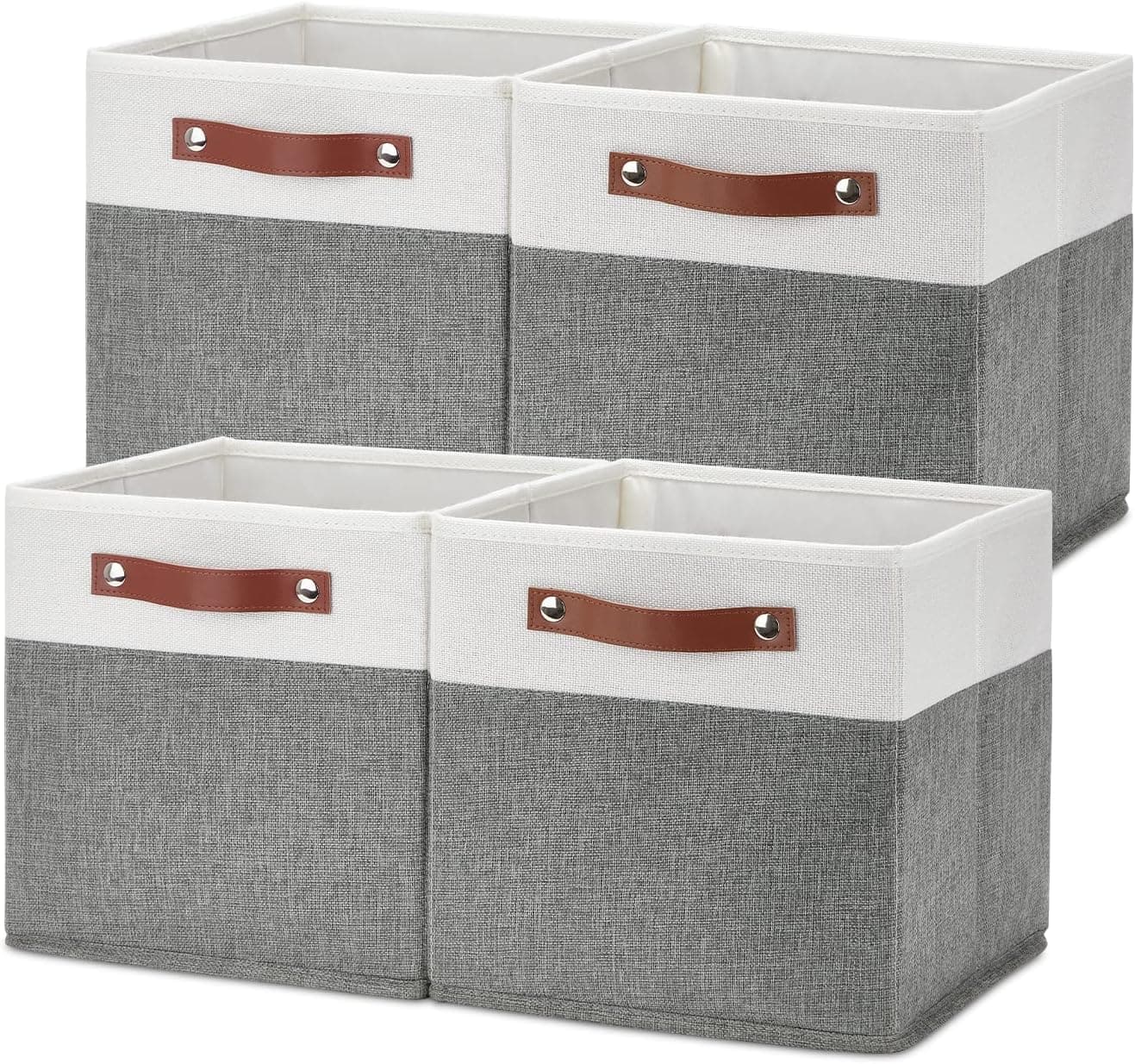 Temary Cestas de armazenamento de 28 cm, dobráveis com alças, conjunto de 4