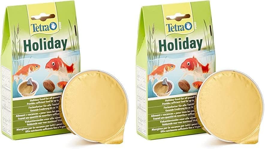 Tetra Pond Holiday - Comida de férias para todos os peixes de lagoa, nutrição saudável até 14 dias, 1 x bloco de alimentos em gel, 98 g (embalagem de 2)