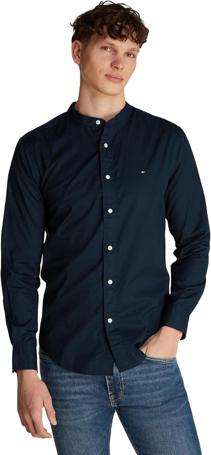 Tommy Hilfiger Camisa de homem Flex Poplin Solid Mao regular Fit