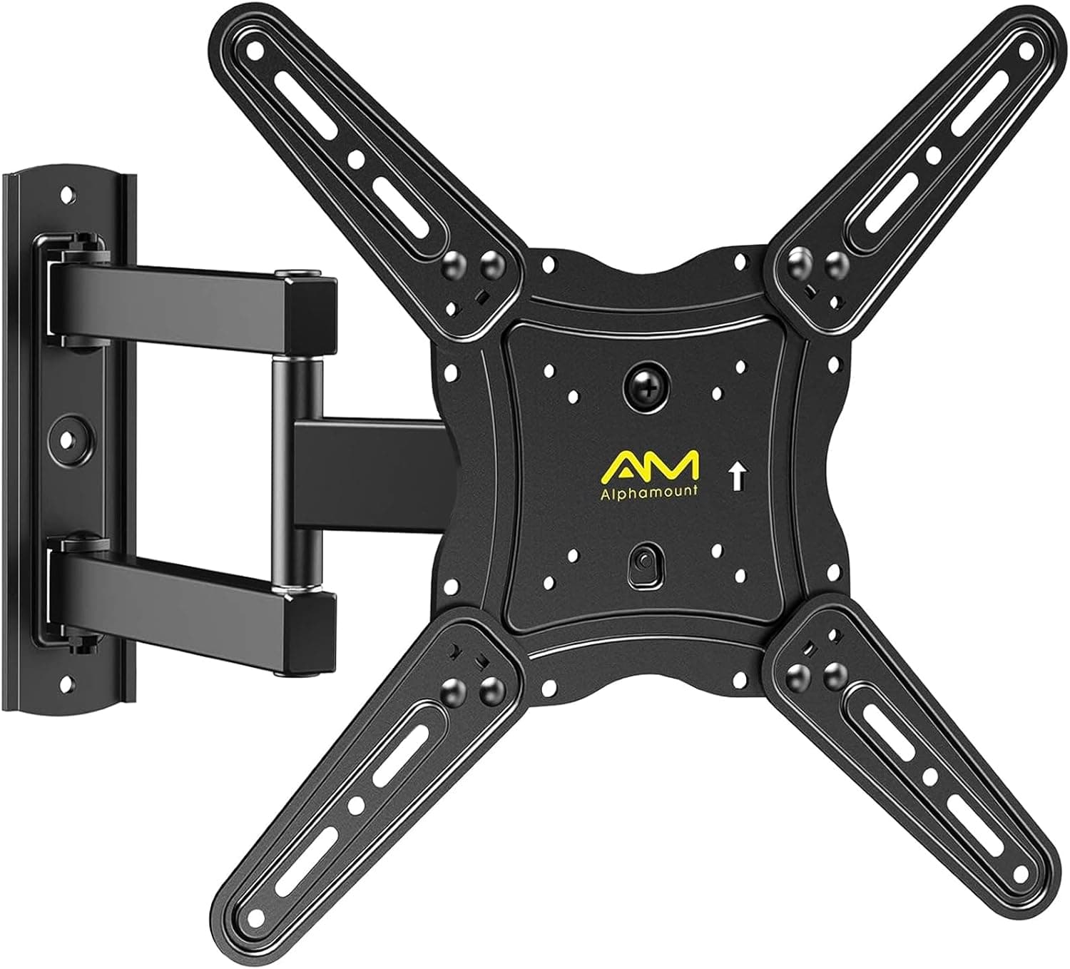 Alphamount Suporte TV de parede para televisores planos e curvas de 26 a 60 polegadas, suporte para TV inclinável e rotativo com braços removíveis e extensíveis, até 35 kg, máx. VESA 400 x 400 mm