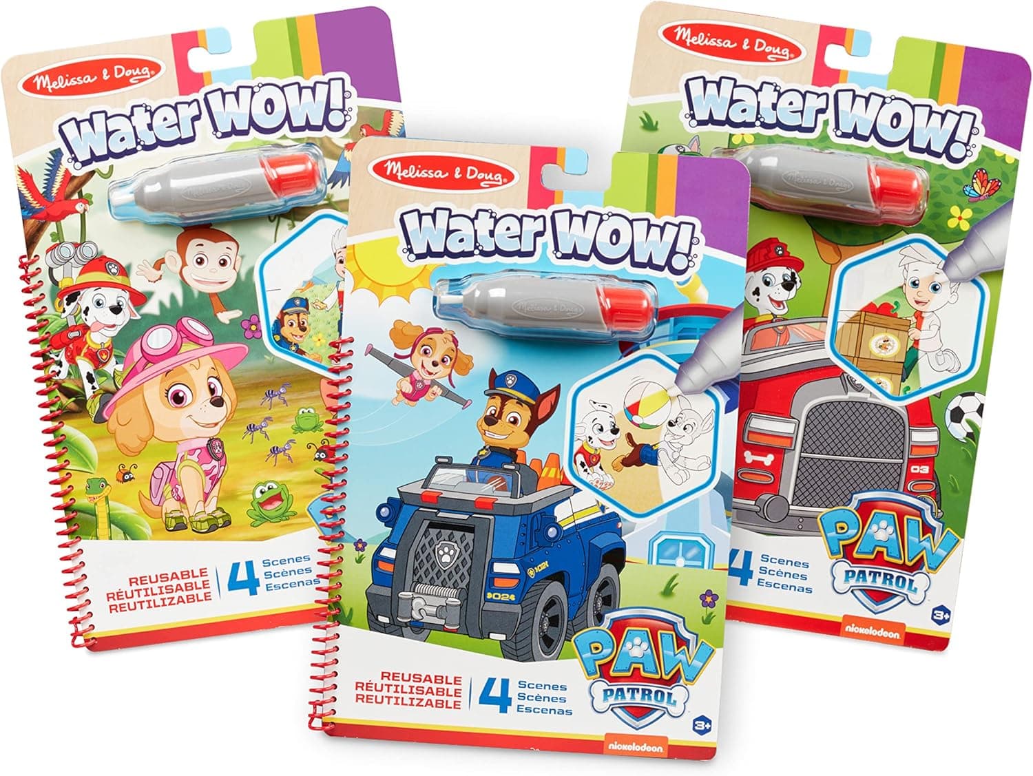 Melissa & Doug | Paw Patrol | Patrulha Canina | Water Wow | Conjunto de 3 | Cenas para colorir com água