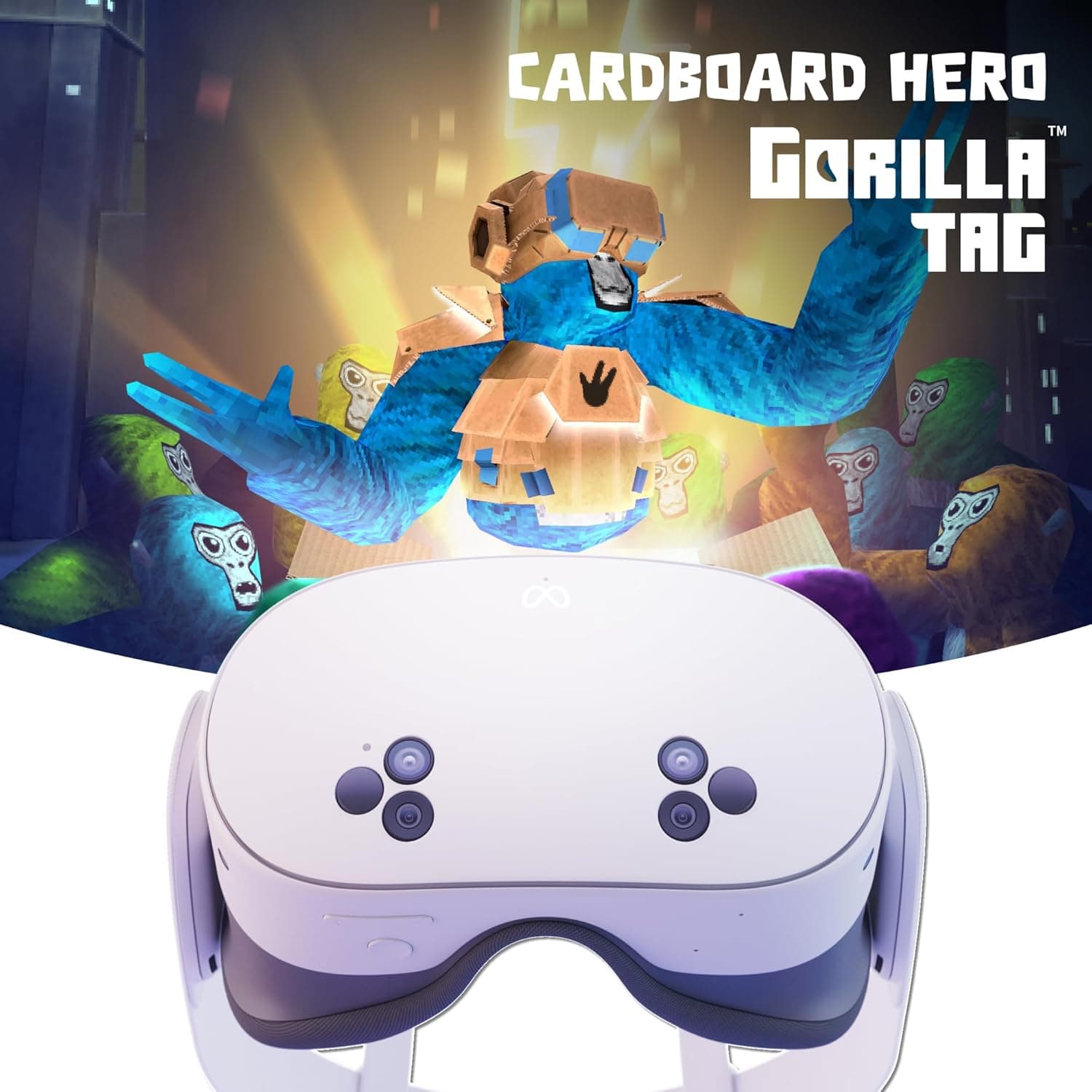 Meta Quest 3S 128 GB | Óculos de realidade mista com controladores Touch Plus e pack Gorilla Tag Cardboard Hero