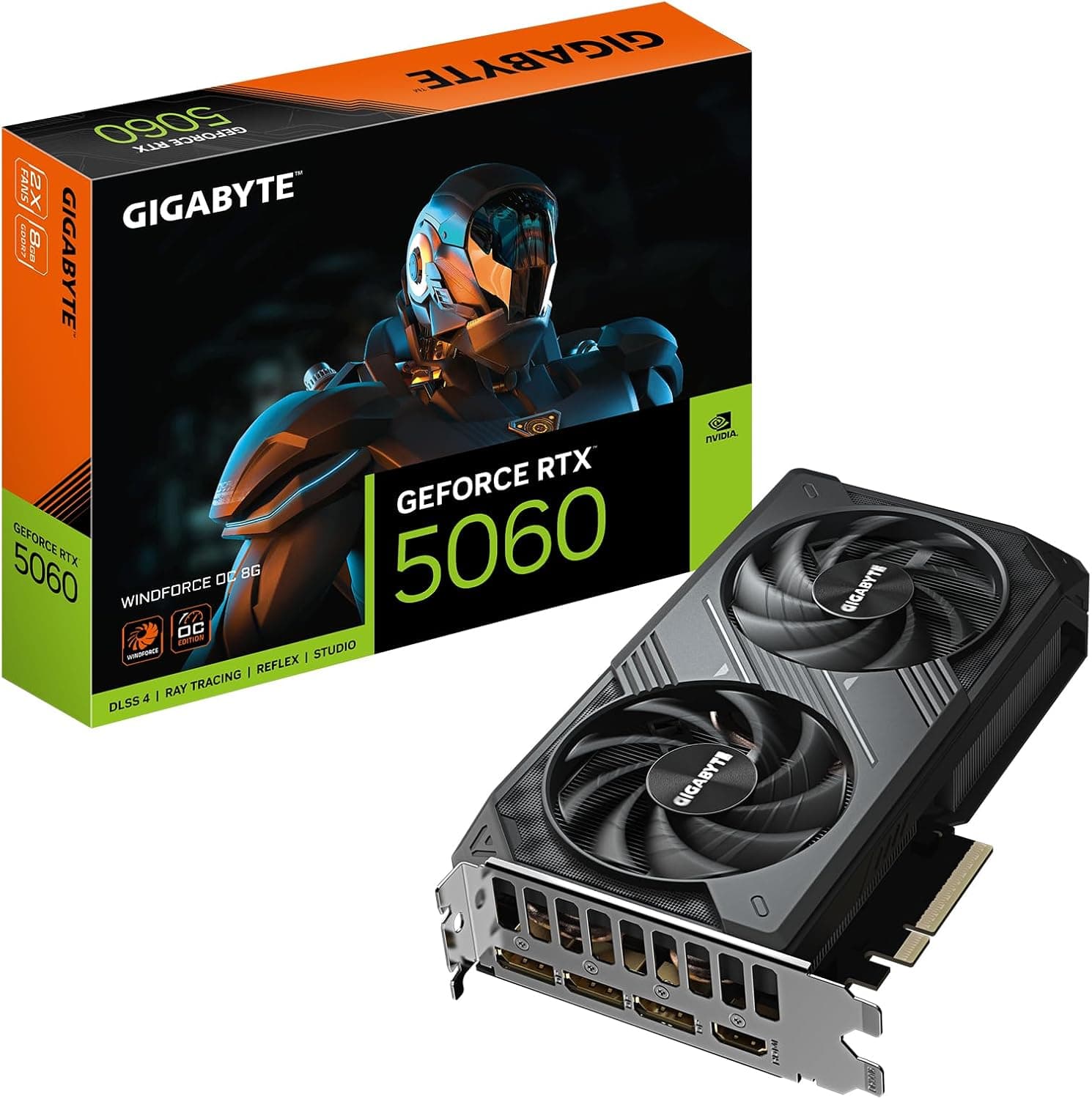 Gigabyte GeForce RTX 5060 WINDFORCE OC 8G Placa gráfica - 8 GB GDDR7, 128bit, PCI-E 5.0, frequência do núcleo 2512 MHz, 3 x DisplayPort, 1 x HDMI, GV-N5060WF2OC-88 DDD