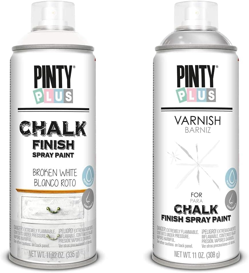 PINTYPLUS Pinty Plus Chalk Finish CK788 Spray Paint Broken White - Pintura em spray, 400 ml, branco quebrado & verniz spray CHALK 520cc mate água CK821