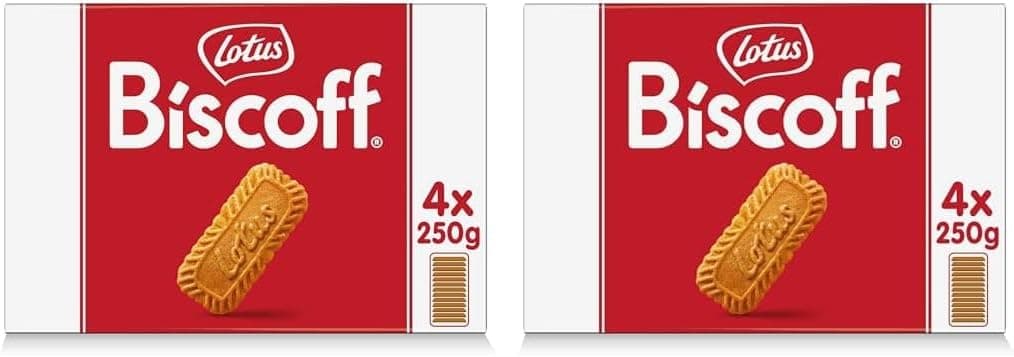 Lotus Biscoff Biscoff Biscoff | ingredientes de origem natural, vegano, sem corantes nem armas adicionados, 4 x 250 g, 1 kg (embalagem de 2)