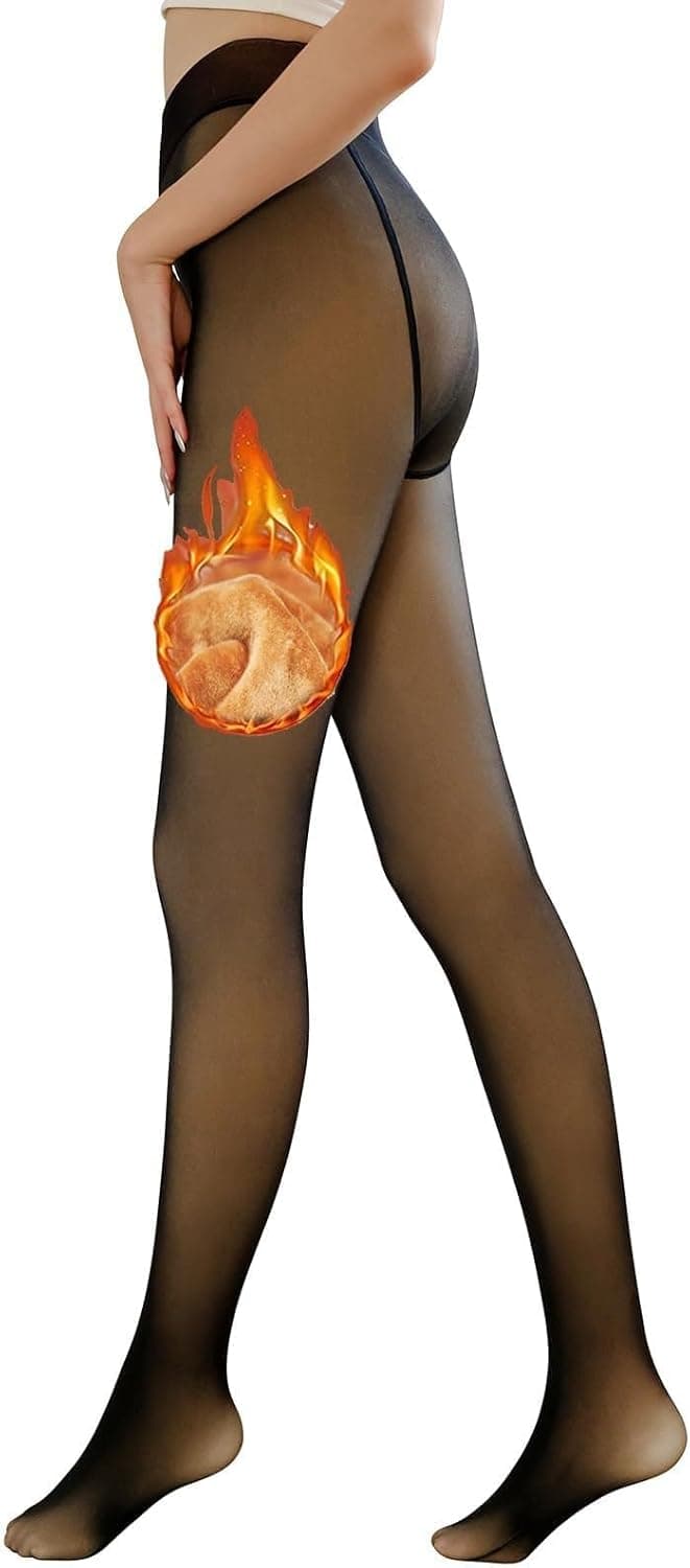 Niwicee Meias térmicas transparentes para mulher leggings de forro polar térmico extra grosso para inverno com forro duplo meia-calça cuecas macias e cintura alta