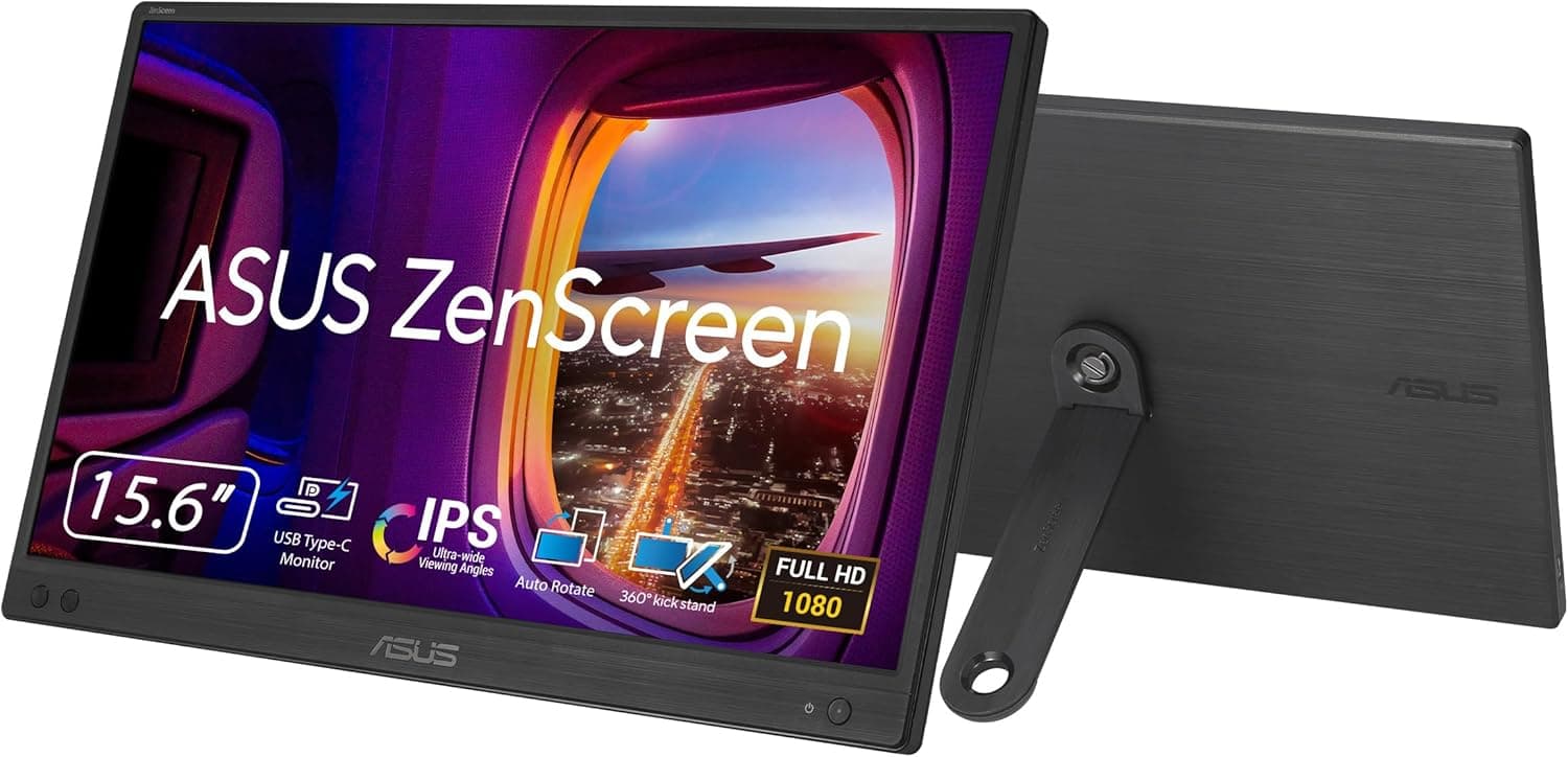 ASUS ZenScreen MB166CR Monitor USB portátil de 16 polegadas, Full HD, IPS, USB tipo C