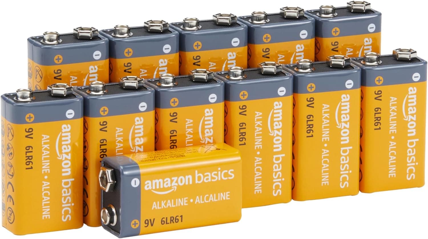 Amazon Basics - Pilhas alcalinas de 9 V para uso quotidiano embalagem de 12 (9 V/6LR61)