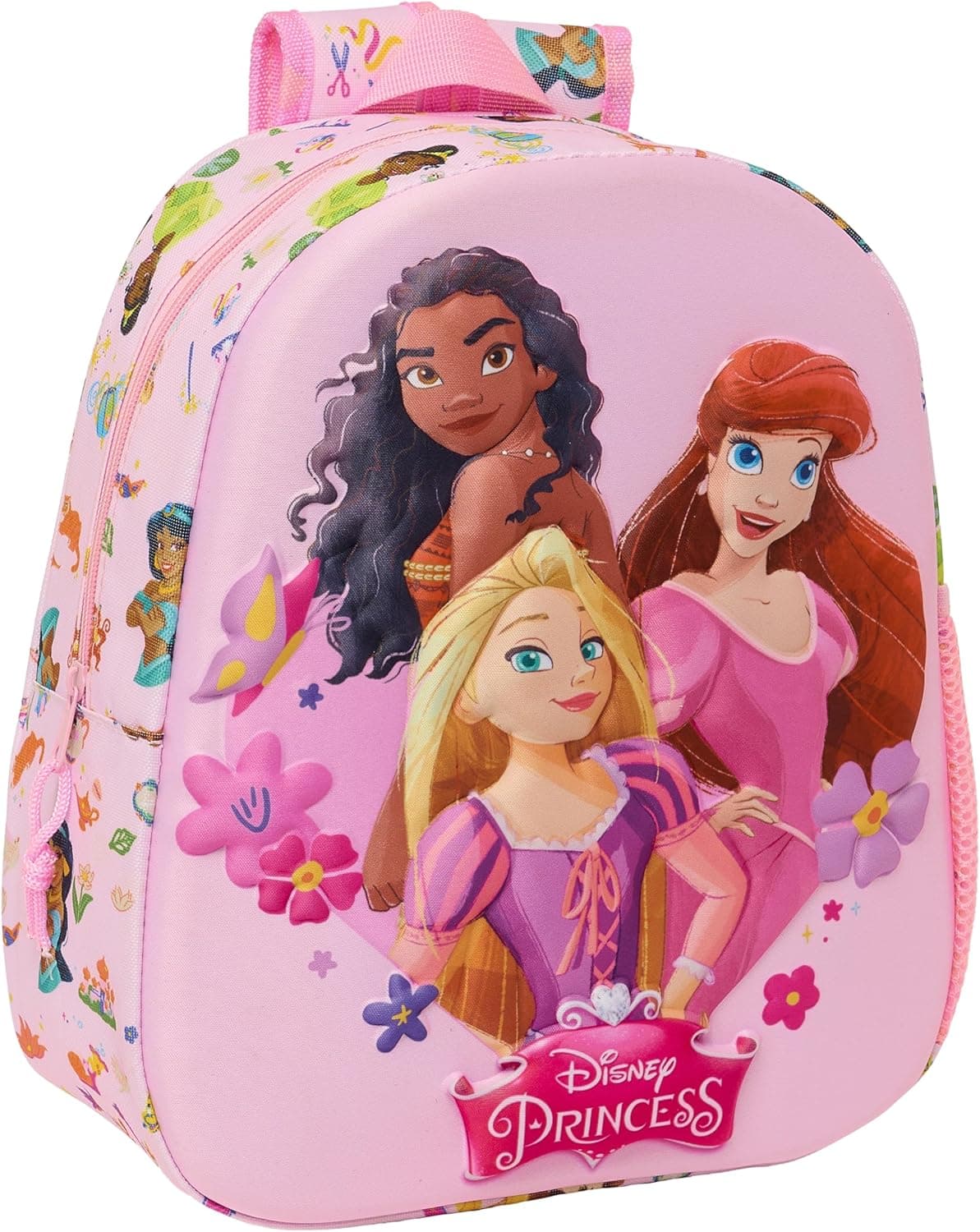 PRINESAS DISNEY - Mochila escolar, com design 3D, adaptável a carro, ideal para crianças de diferentes idades, confortável e versátil, qualidade e resistência, 27 x 10 x 33 cm