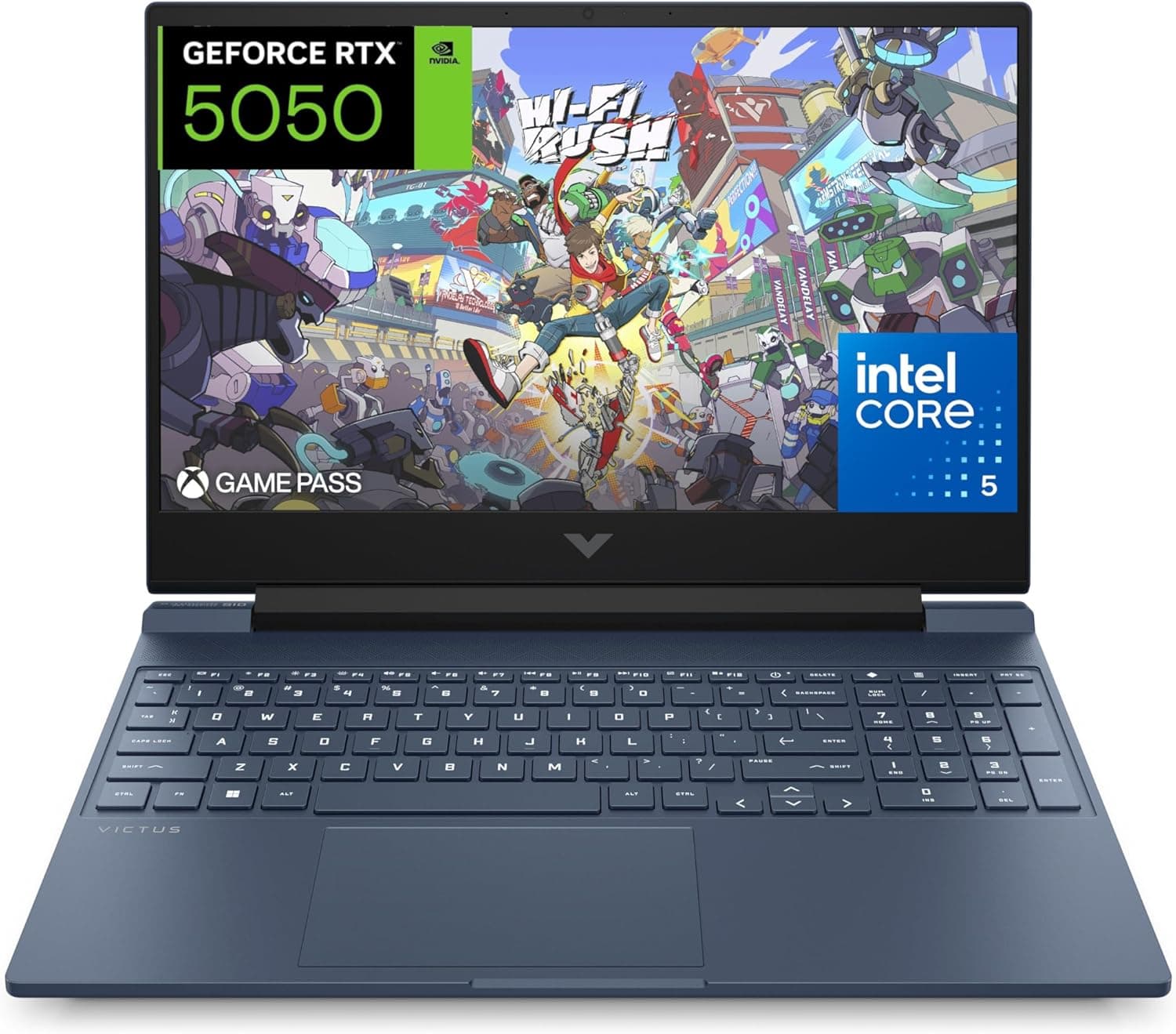HP Victus 15-fa2004ns Computador portátil Gaming FHD de 15", Intel Core 5-210H, 16 GB RAM, 512 GB SSD, NVIDIA RTX 5050, freeDos, azul, teclado QWERTY espanhol