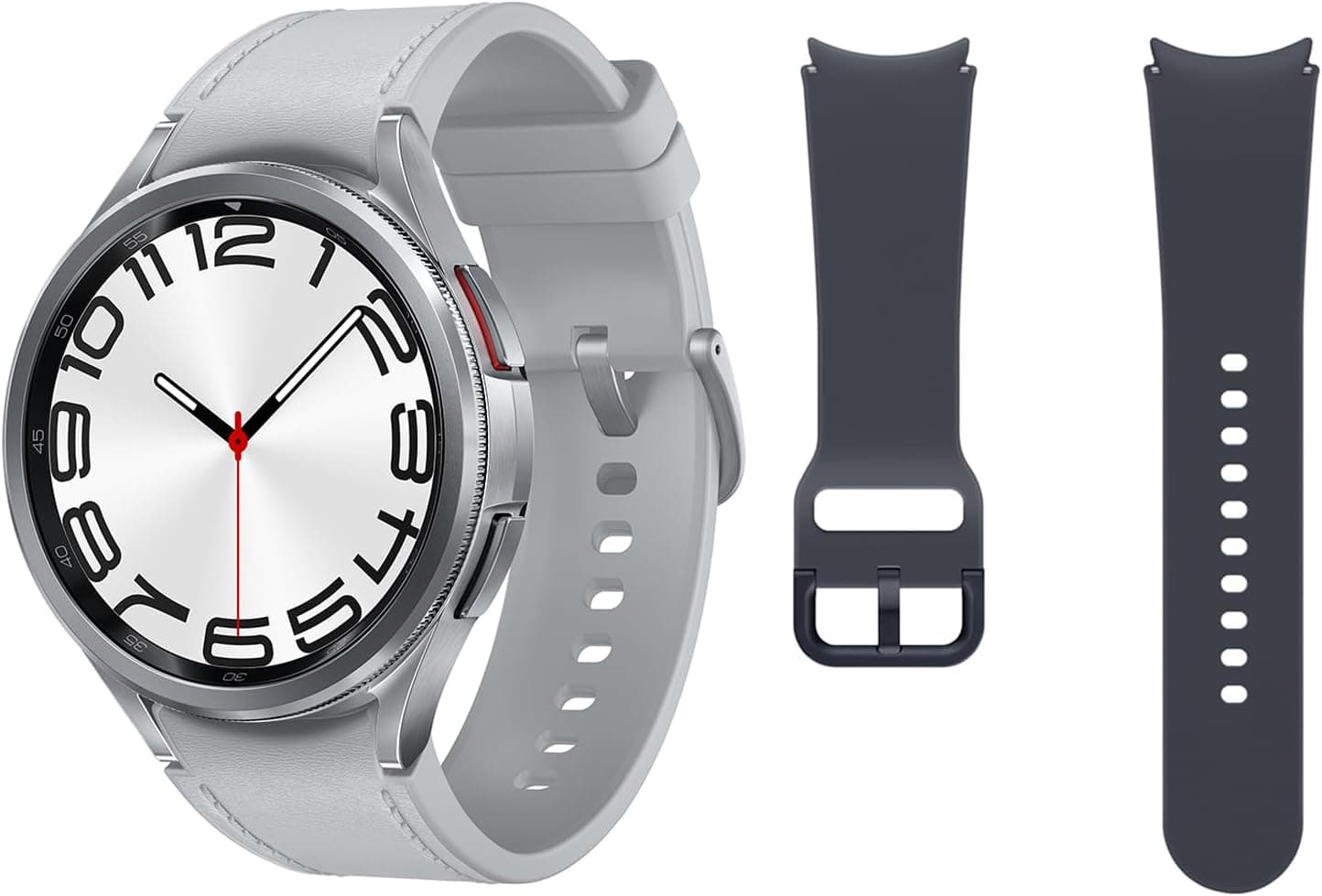 Samsung Galaxy Watch6 Classic Bluetooth, 47 mm correia de substituição - Smartwatch, controlo de saúde, rastreamento desportivo, bateria de carregamento rápido, prateado