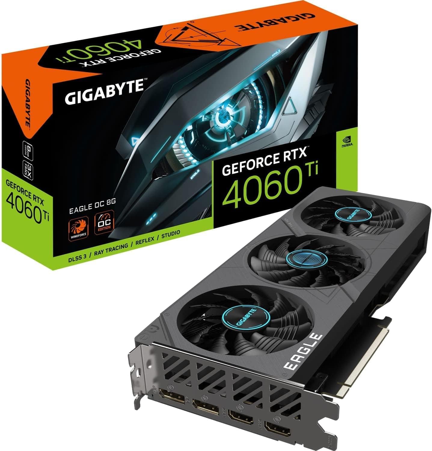 GIGABYTE GeForce RTX 4060 TI EAGLE OC 8 GB Targeta gráfica - 8 GB GDDR6 18 Gbps 128bit, PCI-E 4.0, 2 DisplayPort 1.4, 2 x HDMI 2.1a, NVIDIA DLSS 3, Suports 4K