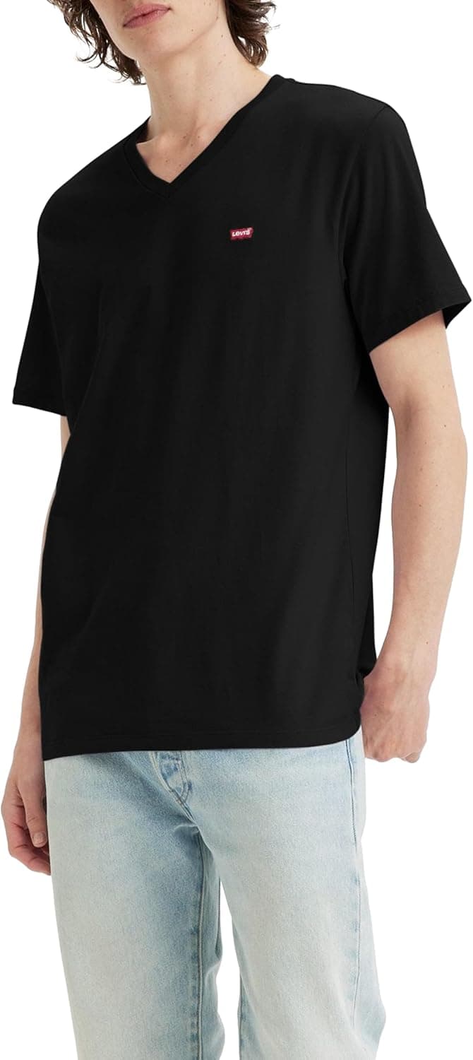 Levi’s Original Housemark V-Neck | T-shirt masculina em algodão com decote em V e logótipo frontal