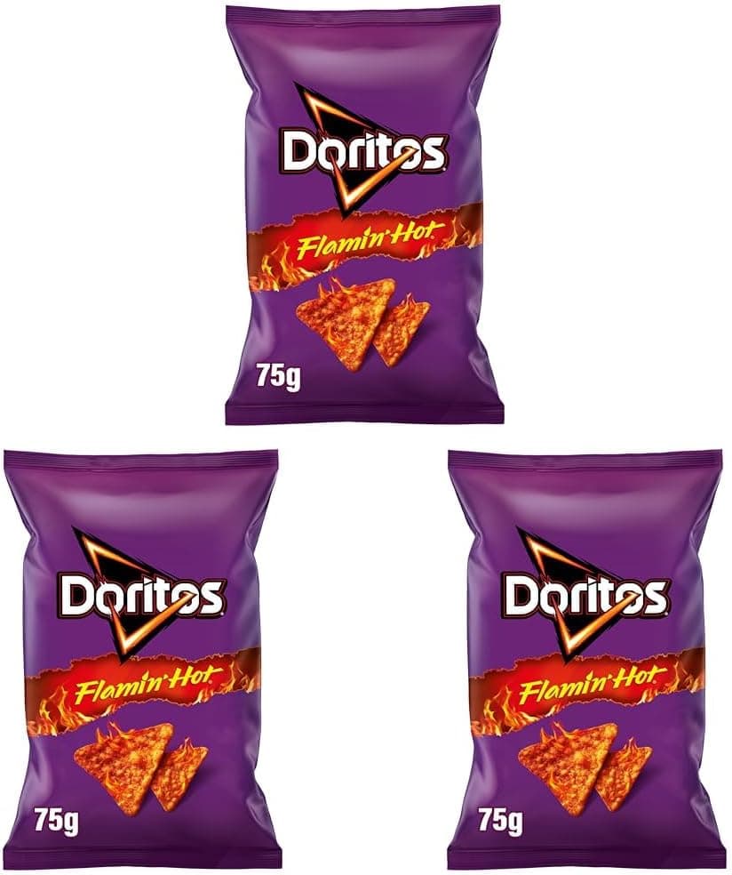 Doritos Flamin Hot | Snack de milho picante em 3 bolsas individuais de 75 g