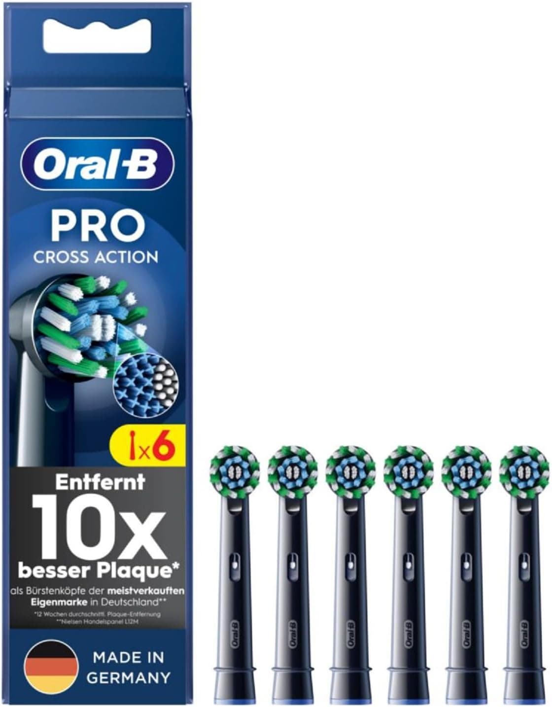 Oral-B Pro CrossAction | Conjunto de 6 cabeças de escova elétrica com cerdas em X para limpeza avançada