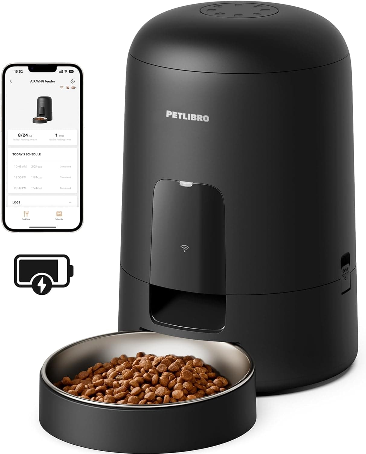 PETLIBRO | Comedouro automático para gatos e cães com Wi-Fi, controlo por app e depósito de 2 L