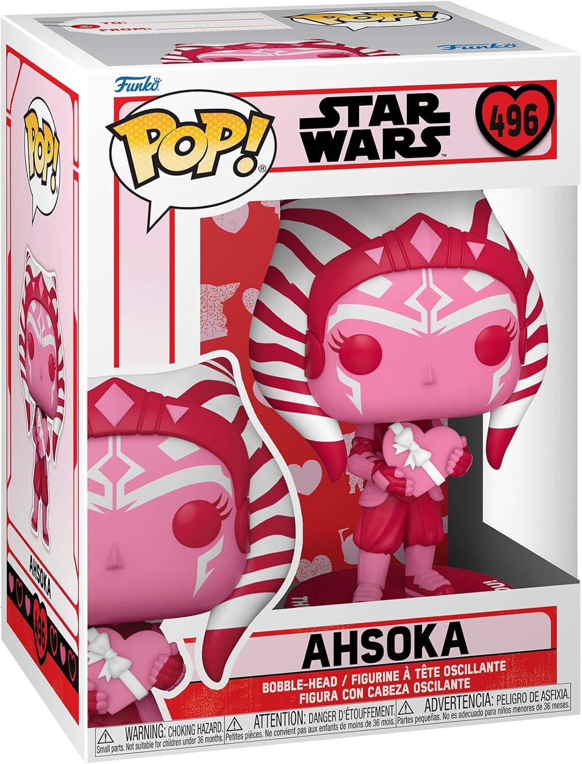 Funko Pop! Star Wars: Valentines - Ahsoka Tano - The Mandalorian - Figura de vinil colecionável - ideia de presente- Mercadoria oficial