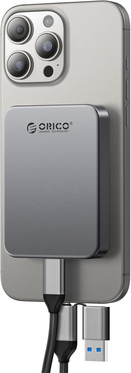 ORICO 512GB Portable Magnetic SSD, 4K 120fps ProRes HDR Record and Store, USB3.2 Gen1 up to 460MB/s, USB C&A 2 in 1 Cable, External SSD Compatible with iPhone 16/15 Pro MAX, Computer - K5PLUS 512GB K5Plus(460MB/s)