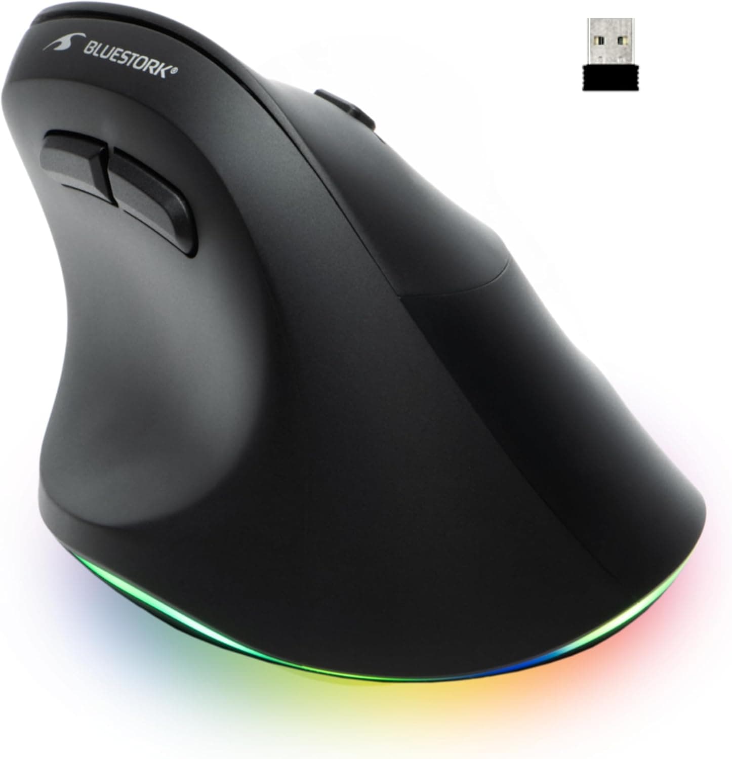 Bluestork - Rato ergonómico 800-2400DPI - 6 botões LED RGB - rato ergonómico sem fios prevenção da síndrome do rato - rato ergonómico sem fios - PC/Mac