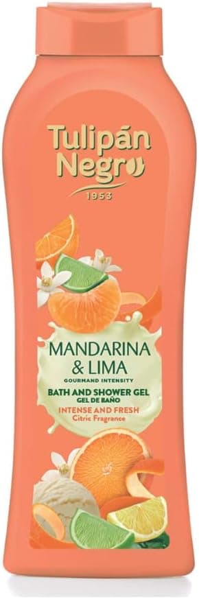 Tulipa preta gel de duche mandarina e limão, hidratante e intensamente perfumado, fragrância cítrica 650 ml