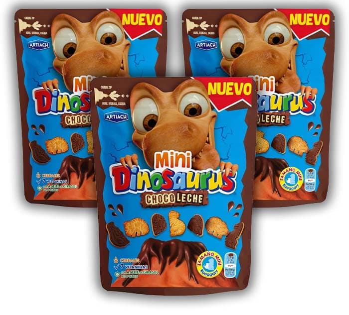 Mini Dinossauros chocolate com leite com fecho ZIP, 120g x 3