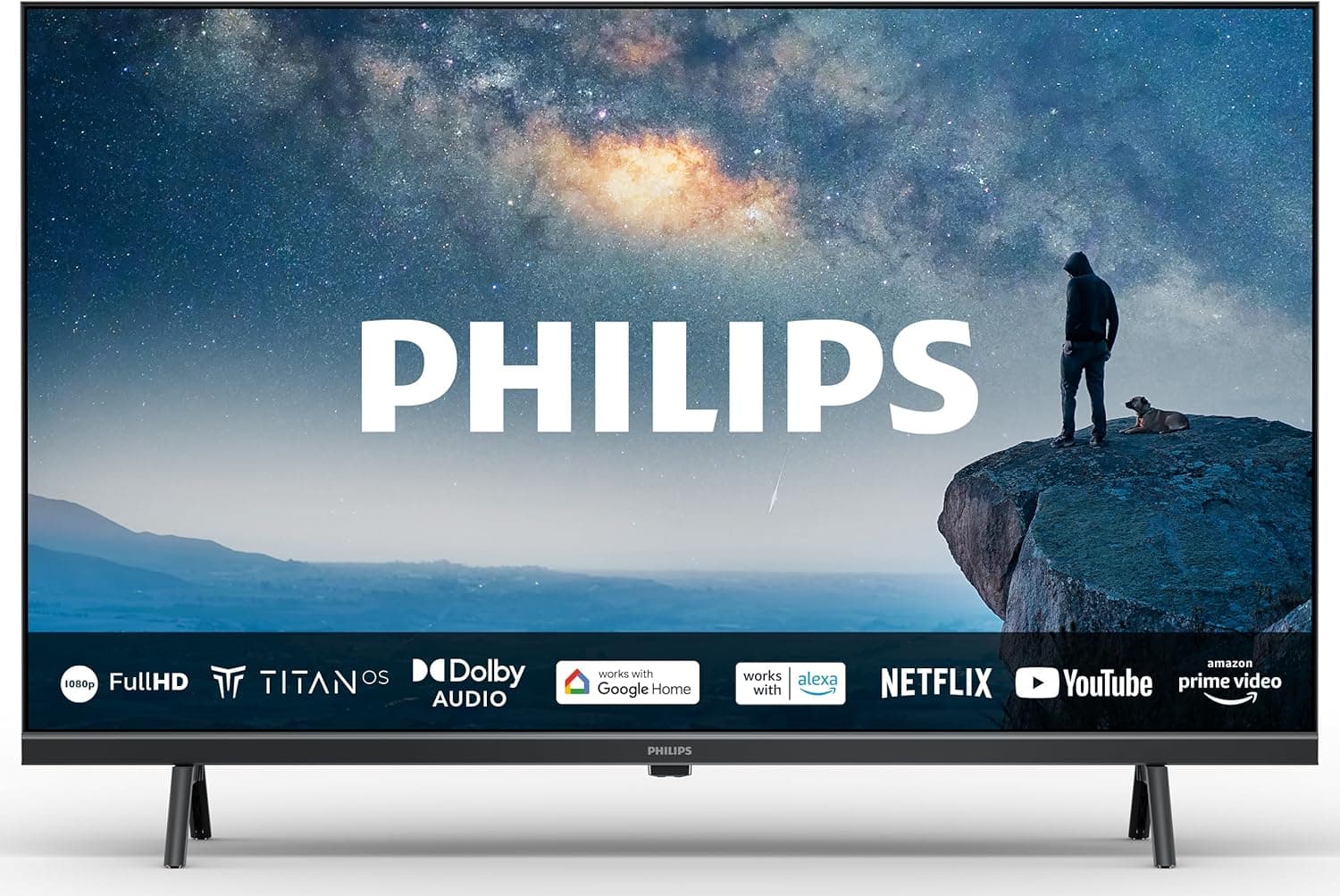 Philips 32PHS6009/12 Smart FHD LED, ecrã de 32 polegadas com plataforma Titan OS, Pixel Plus e som Dolby áudio, funciona com Alexa e com o assistente de voz do Google - moldura preta mate