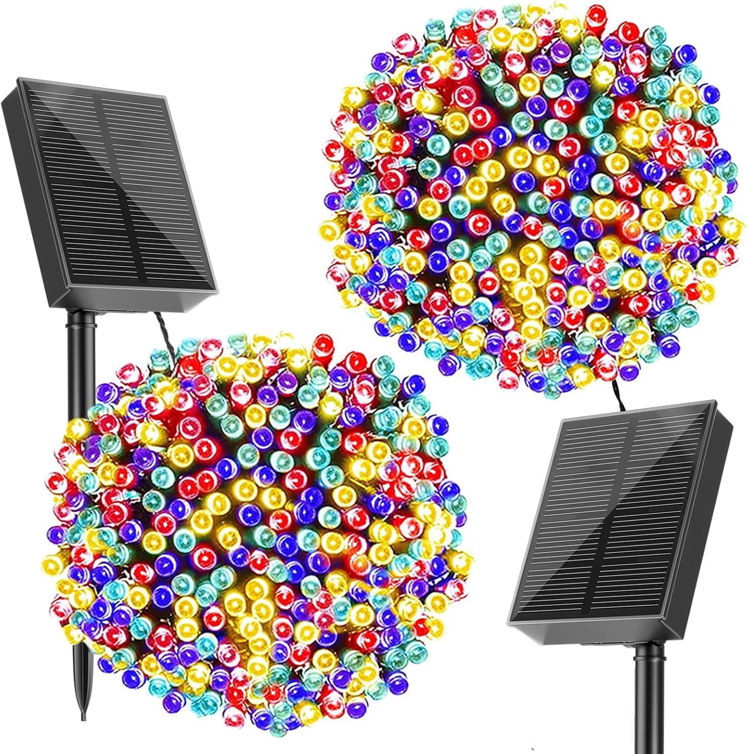 SOLARBABY 2 pacotes grinalda luzes solares exteriores, 22 m 200 LED luzes solares LED exterior jardim corrente de luzes solares 8 modos IP65 luzes de Natal exterior decoração para casamentos pátio
