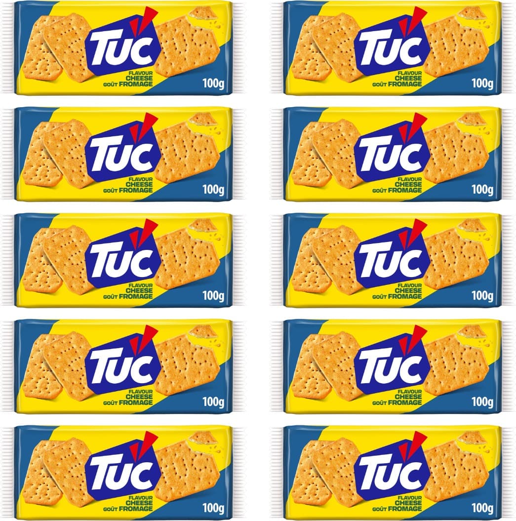 TUC Bolachas salgadas crocantes, sabor a queijo, 100g x 10