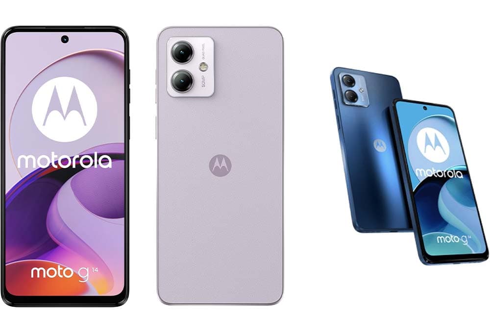 Motorola Moto g14 Smartphone, 8/256, 6.5" Full HD+ Display, 50MP Camera System, Dolby Atmos Audio, Android 13, 5000mAh Battery, Octa-Core Processor, Dual-SIM, Lilac (ES/PT Version)