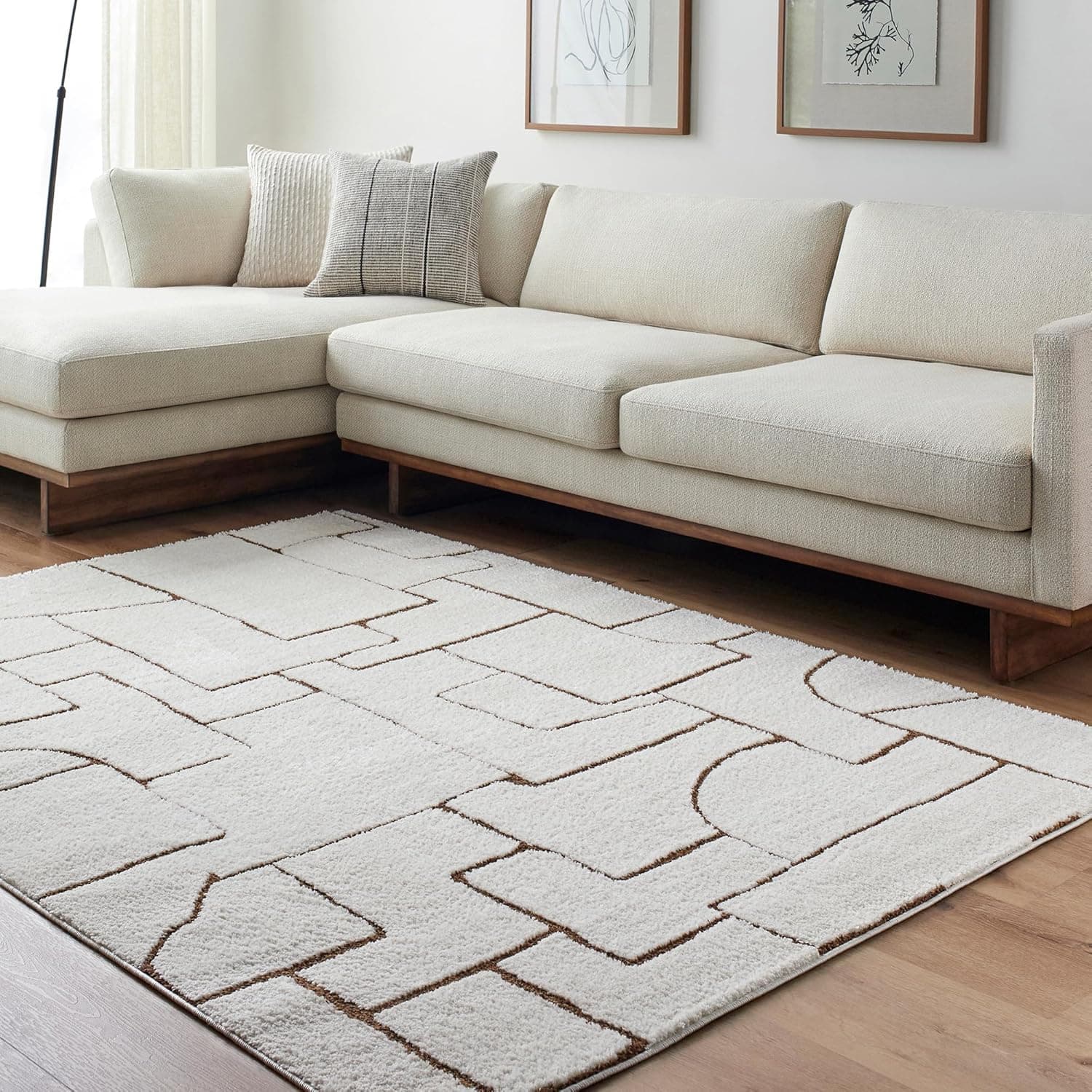 Livabliss Trogir Tapete abstrato - tapete de corredor para cozinha, entrada, tapetes de sala de estar com pelo curto, macios e luxuosos, fáceis de cuidar, tapetes de corredor longos de 160 x 213 cm
